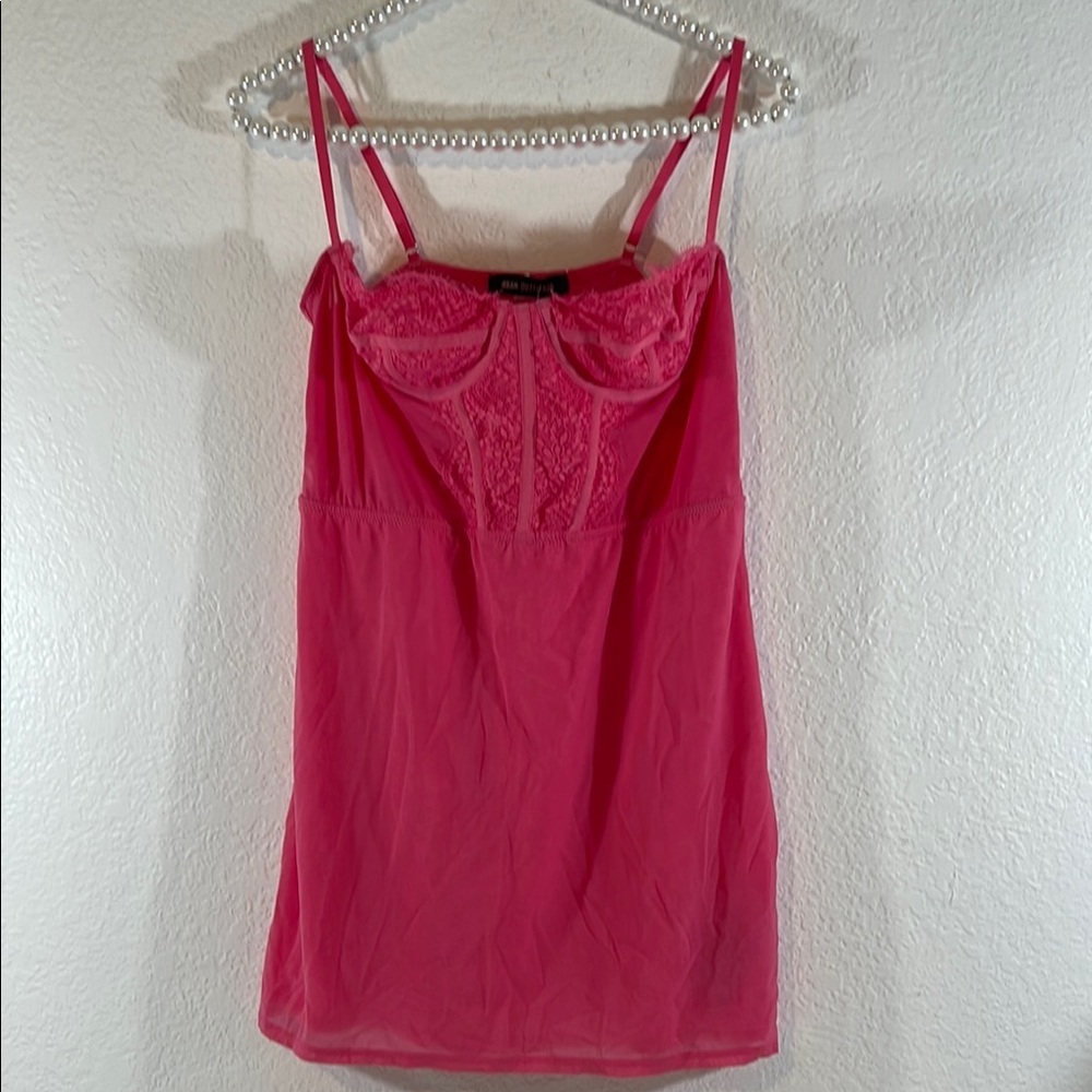 URBAN OUTFITTERS PINK Lace Corset Dress Pink Lace Size Large NEW - Picture 2 of 11